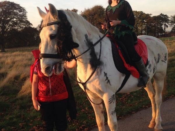 Even the horses join in dressing up for The Halloween Ride at Park Lane Stables. Photo: Rowena Dorling