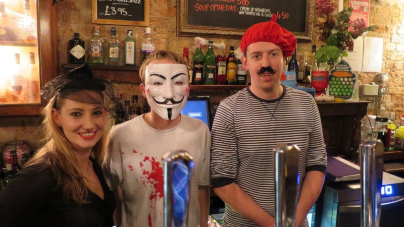 Staff at the Teddington Arms dress to impress for their Halloween party