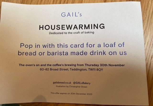 GAIL’S OPENING DAY WELCOME OFFER