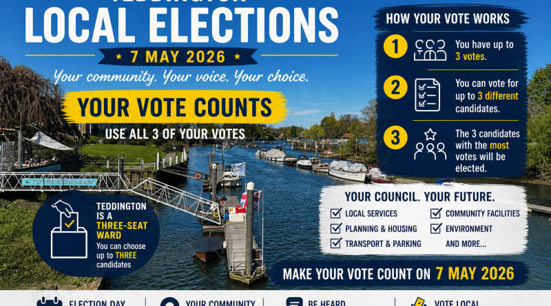 Residents in Teddington will head to the polls on 7 May 2026