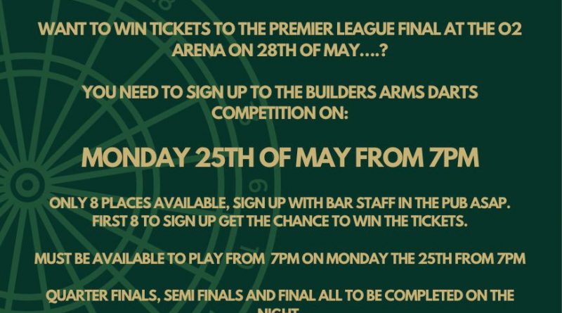 WIN TICKETS TO DARTS FINAL