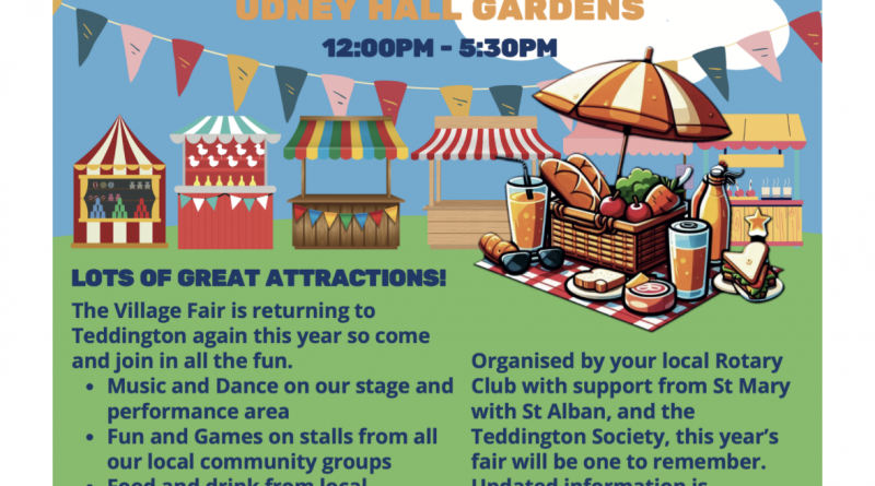 TEDDINGTON VILLAGE FAIR WILL BE HELD ON JULY 5